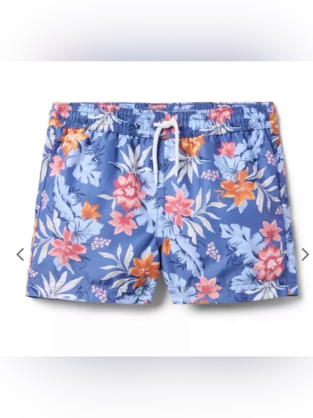 Janie and Jack Blue Floral Swim Trunks with Drawstring (Size 7)